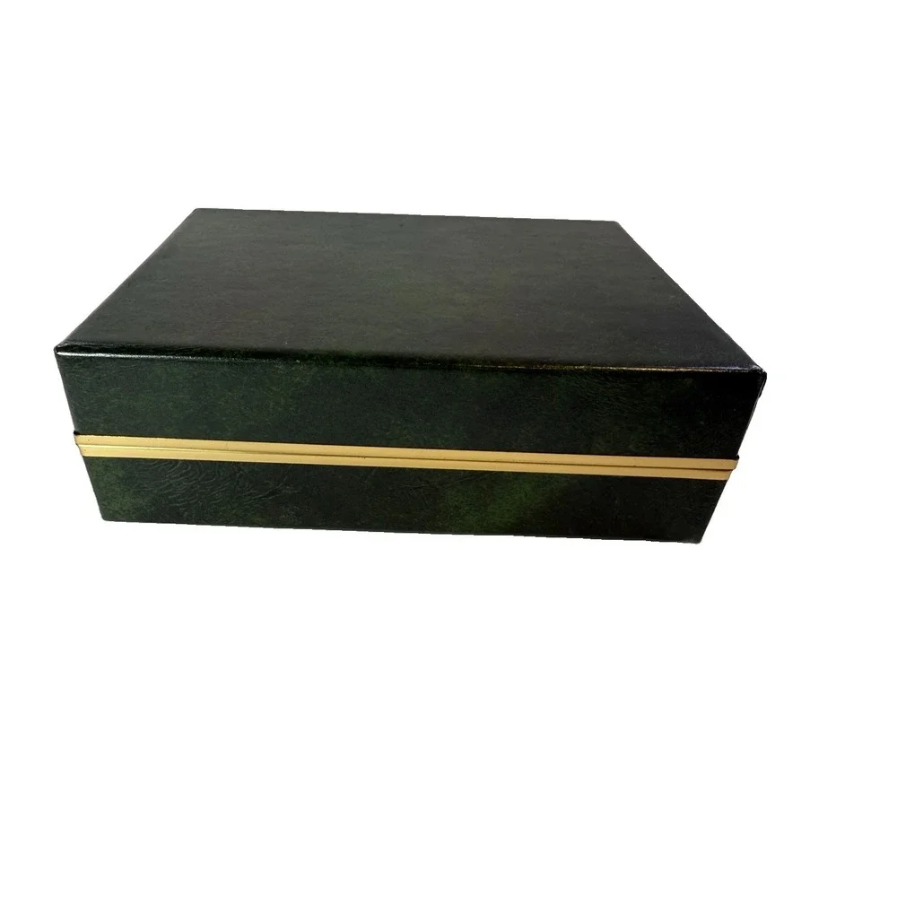 Vintage Country Club Golf Gift Box Empty Case with Polished Brass Metal Accent